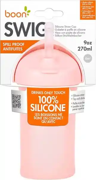 Boon Taza Silicona Swig Straw Pink B11451