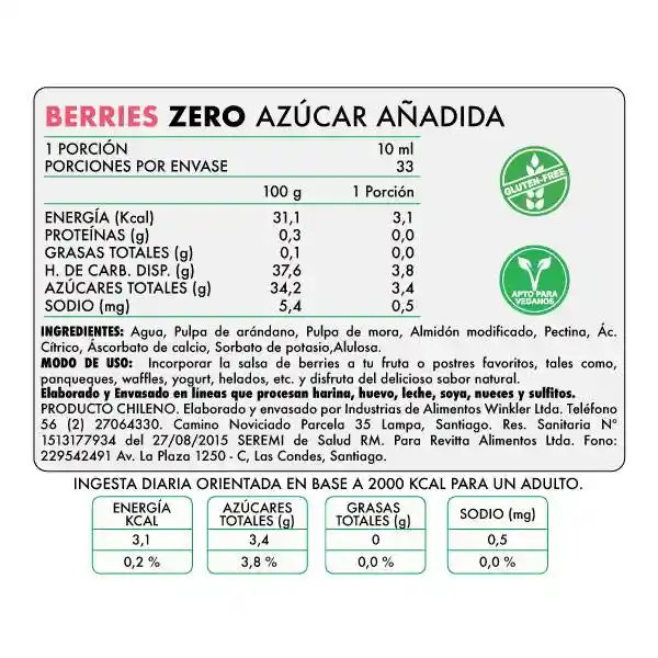 Revitta Salsa de Berries Zero Azúcar