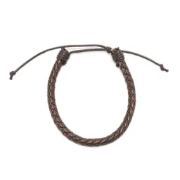 Pulsera de Cuero Trenzado Marrón Ajustable