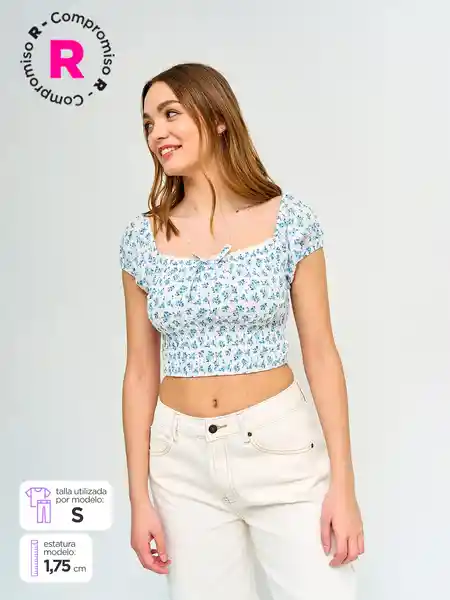 Blusa Manga Corta Eiko Color Celeste S S25