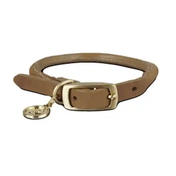 Bond & Co Collar Redondo de Cuero Camel Con Hebilla Perro