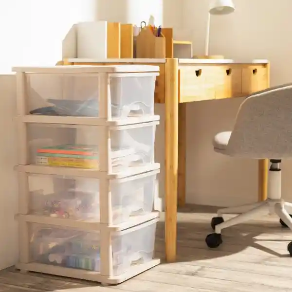 Cajonera Plástica 4 Cajones 44 x 33.5 x 76.5 cm Casaideas