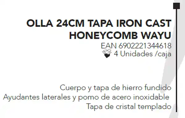 Wayu Olla Con Tapa Iron Cast Honeycomb 24 cm