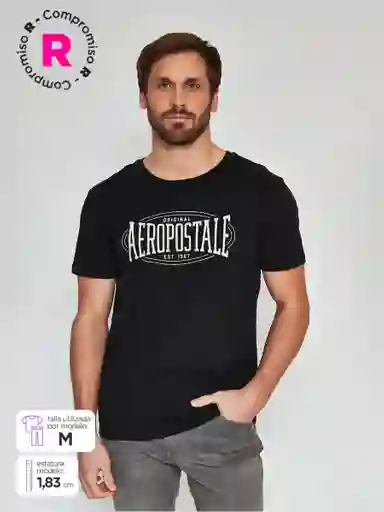 Aeropostale Polera Manga Corta Daniel Negro M SS25