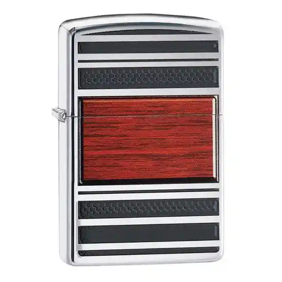 Zippo Encendedor Lighter Steel And Wood Plateado