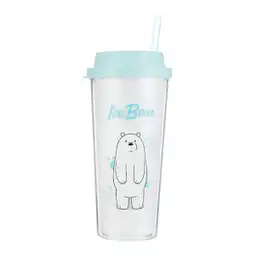 Miniso Vaso con Bombilla We Bare Bears Color Celeste