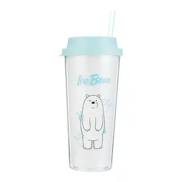 Miniso Vaso con Bombilla We Bare Bears Color Celeste