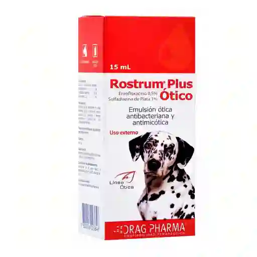 Rostrum Plus Antibacteriano- Antimicótico (0.5 %/1%) Emulsión Ótica para Perro