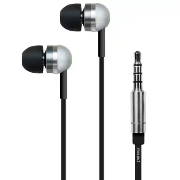 Isound Audífonos in Ear EM-120 Micrófono Silver/Black DGHP-5702