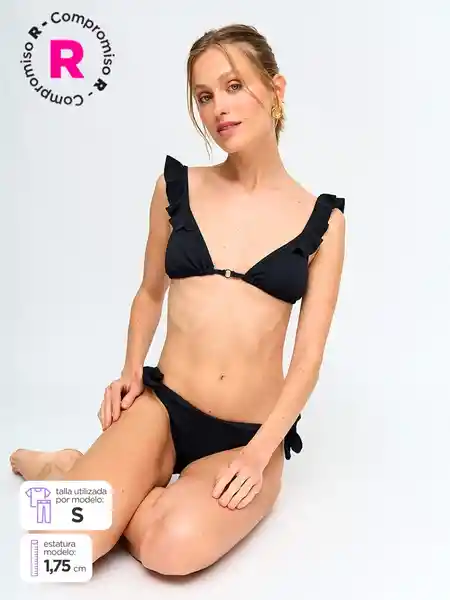 Index Traje de Baño Bot Tiras Solido Negro M S25