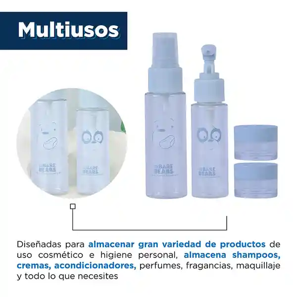 Set de Botellas de Viaje 4 Piezas we Bare Bears Miniso