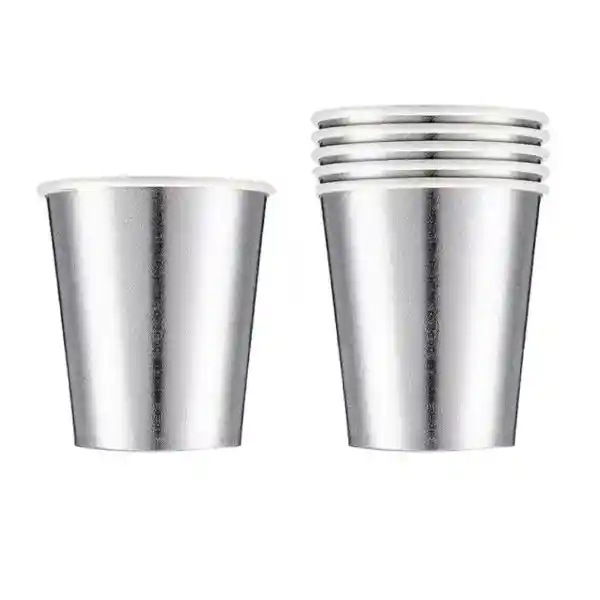 Vaso Polipapel Metalizado Plateado