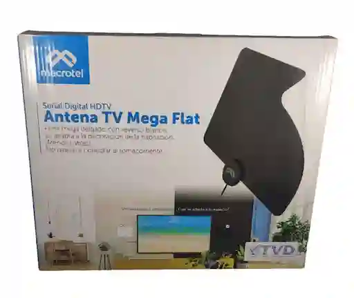 Macrotel Antena Para Televisor Hd Mega Flat Blanco Negro