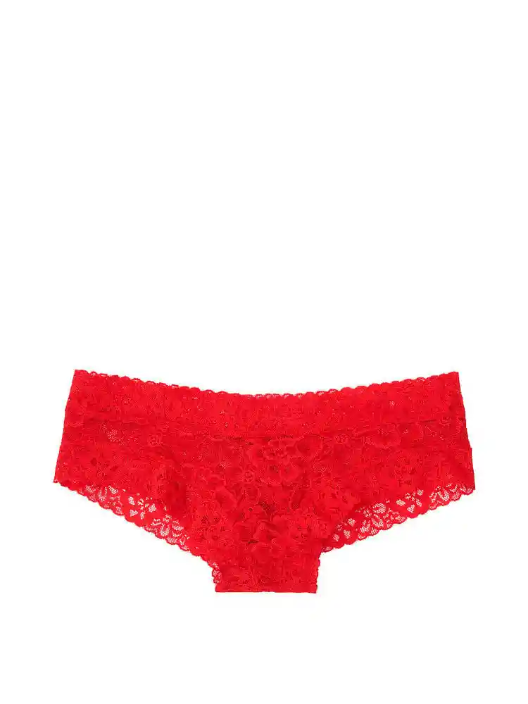 Victoria's Secret Panty Cheeky Floral Con Encaje Rojo Talla M