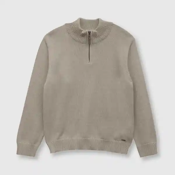 Sweater de Niño Clásico Medio Cierre Khaki Talla 10A Colloky