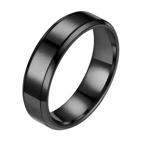 Anillo de Acero Negro Biselado