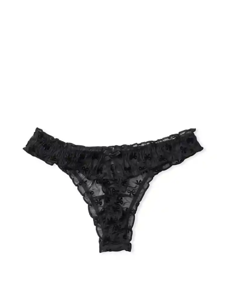 Victoria's Secret Panty Thong Stretch de Algodón Negro Talla S