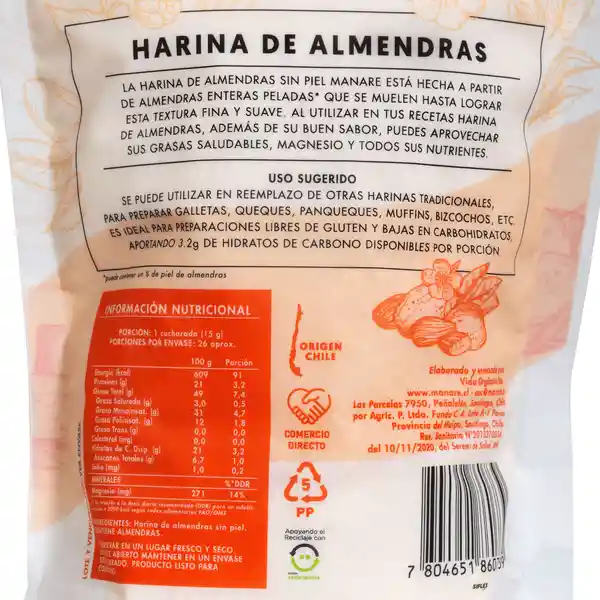 Manare Harina Almendras Sin Piel