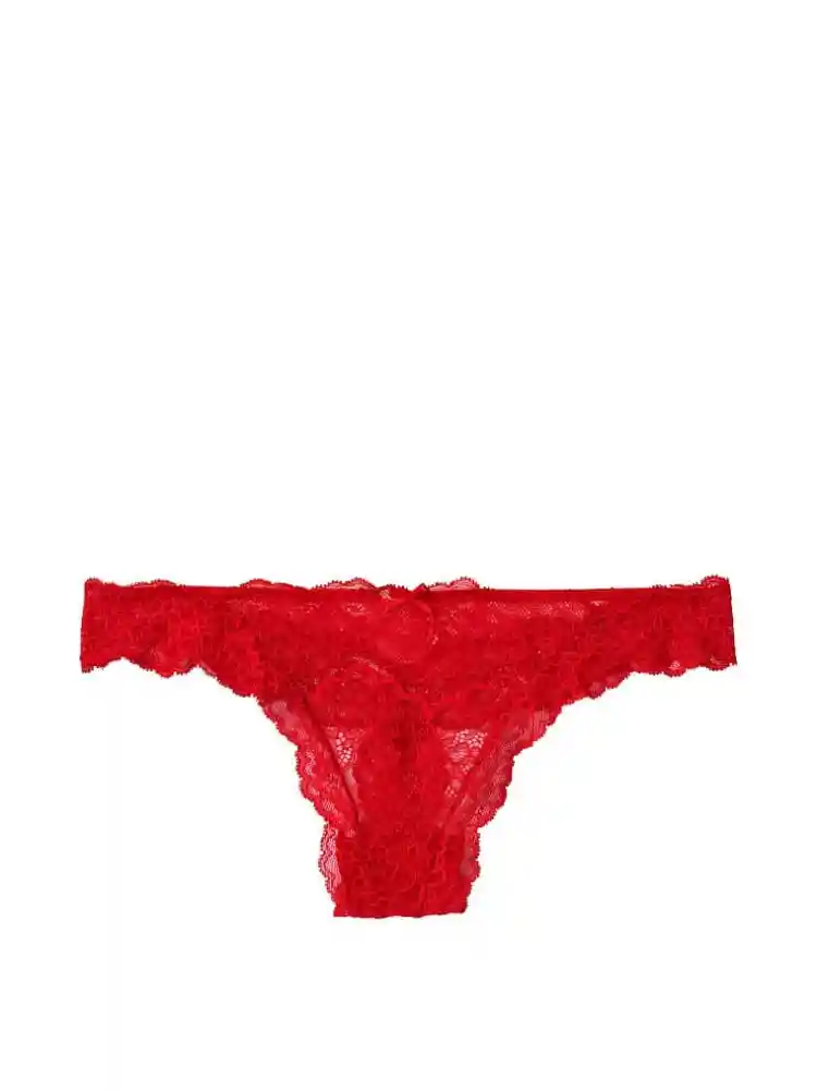 Victoria's Secret Panty Tanga Con Encaje Rojo Talla S