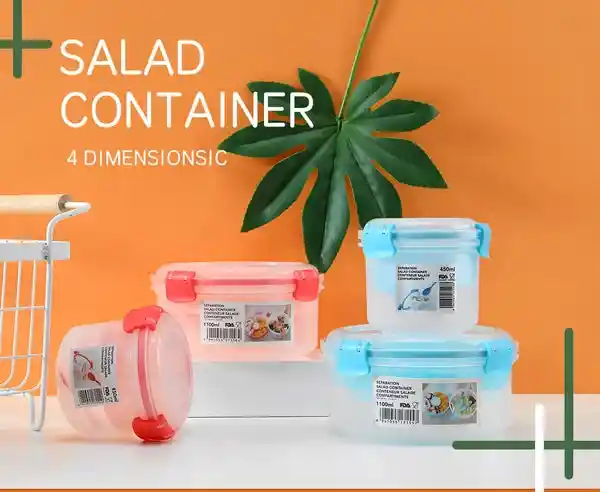 Miniso Set de Contenedor Para Ensalada Con Separación Azul