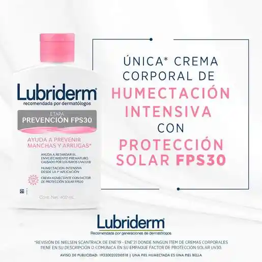 Lubriderm Crema Corporal Etapa Prevención FPS 30