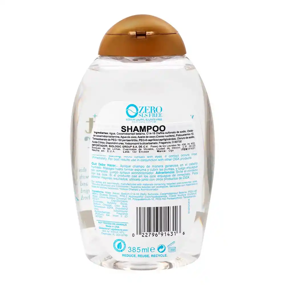 Organix: Shampoo Hidratante Coconut Water