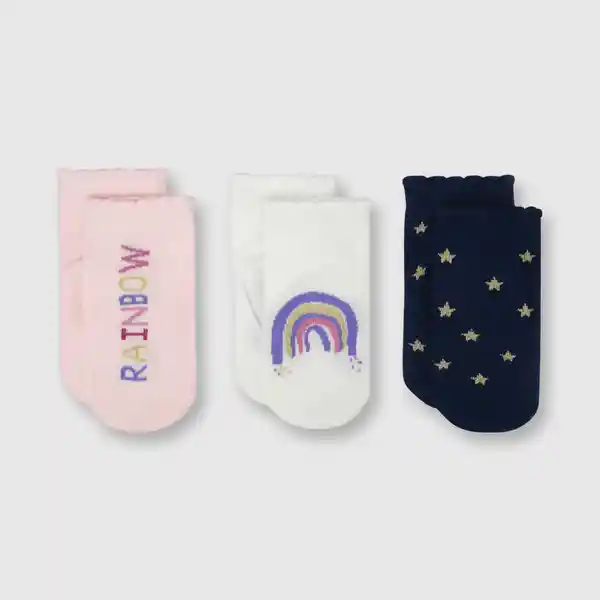 Pack Calcetines de Bebé Niña Azul Rainbow Talla 14/16 Colloky