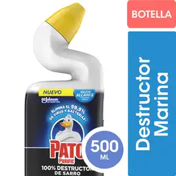 Limpiador Desinfectante para Inodoro Pato Purific 100% Destructor de Sarro Marina 500ml