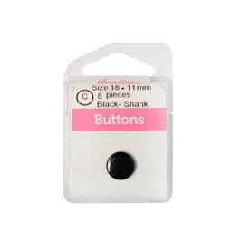 Botón Plástico Redondo Plano Negro 11mm 8 D Hb00618.02 11mm 8