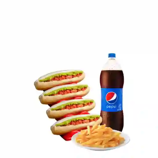 4 Gigantes Mas Bebida De 2 Litros Mas Papas Fritas Mediana	