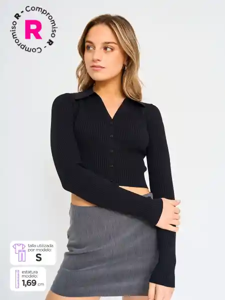 Index Camisa Manga Larga Decurva Corta Negro Talla XS S25
