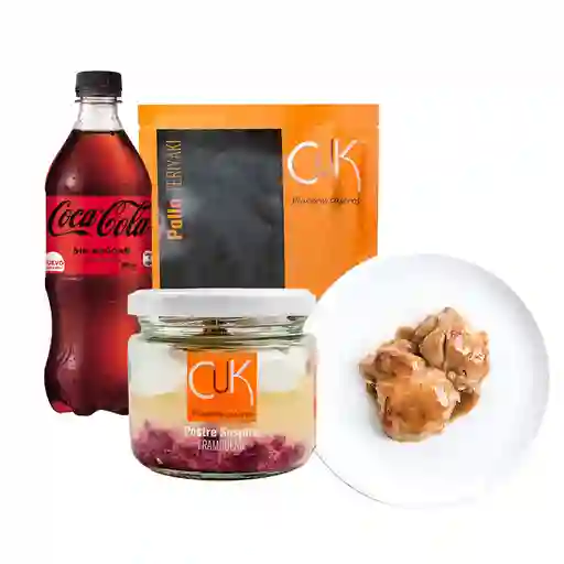 Combo Pollo Teriyaki Cuk + Coca Cola Zero + Suspiro Frambuesa