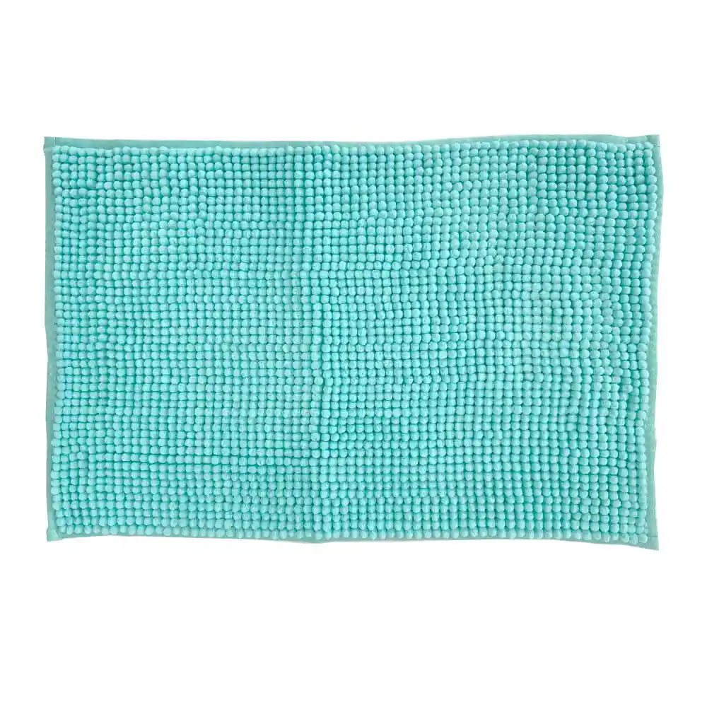 Piso De Baño Krea Shaggy Microfibra 40X60Cm Turquesa