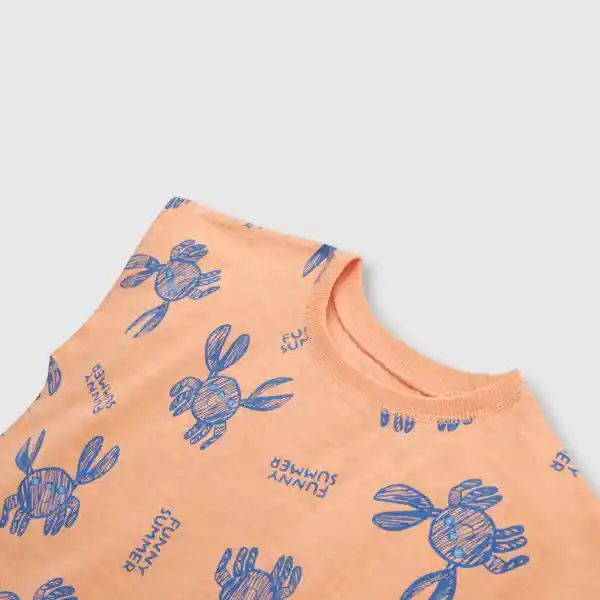 Polera Jaibas de Bebé Niño Salmón Talla 3/6M Colloky