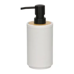 Dispensador de Jabón de Plástico y Bambú Blanco 300 mL Casaideas