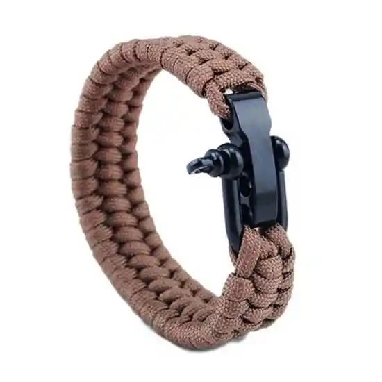 Pulsera Outdoor Grillete Cuerda Café