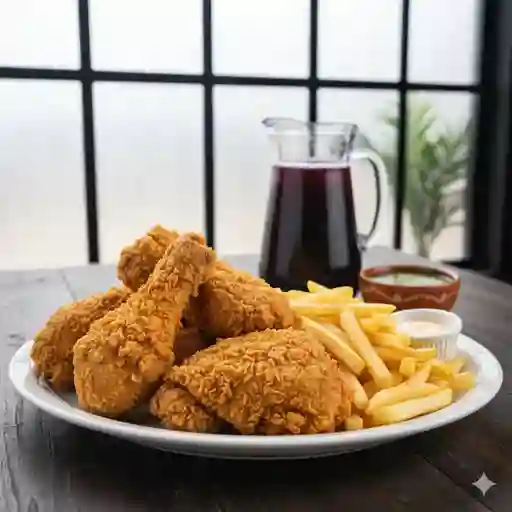 Pollo Broaster y Papas Fritas