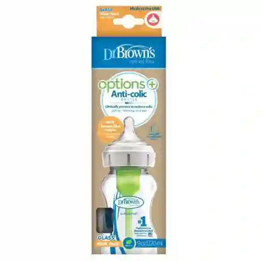 Dr. Browns Mamadera Boca Ancha Options+ Vidrio 270 mL WB91700