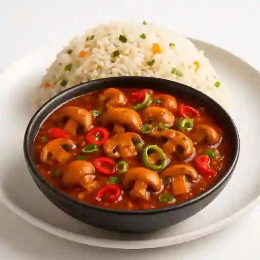 Mushroom Chili With Fried Rice