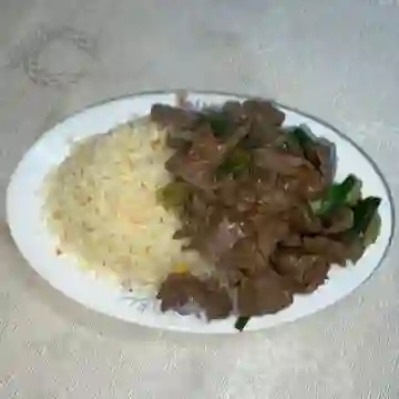 Carne diente con arroz