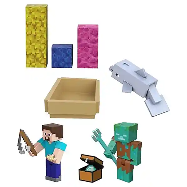 Pack Figura Colección Minecraft Treasure Hunt Adventure MGYX23