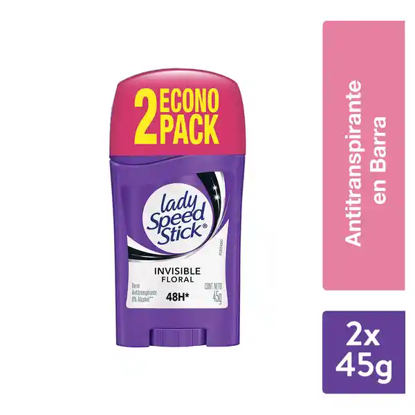 Desodorante Antitranspirante Barra Invisible Floral 45 g x 2 Und