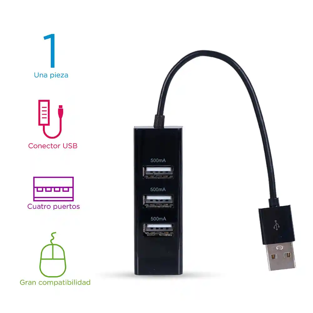 Miniso Adaptador USB con Cuatro Entradas