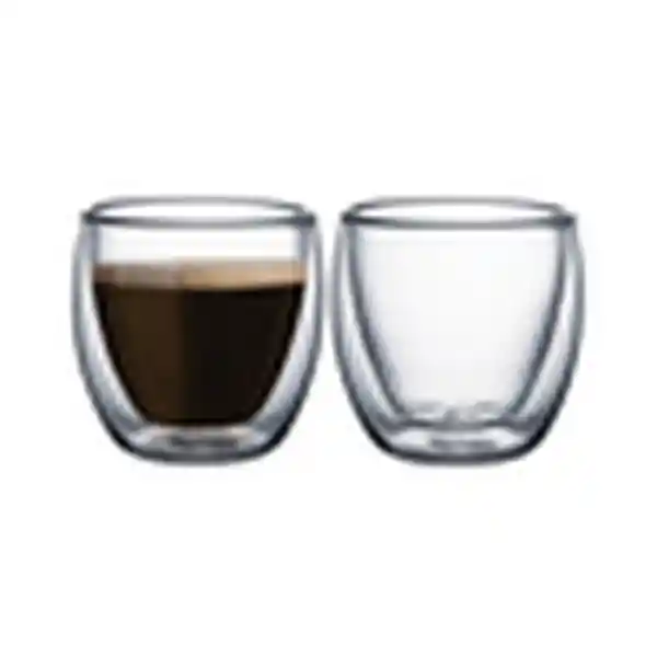 Set 2 Mug Glasso Vasos Doble Pared Vidrio 90 Ml