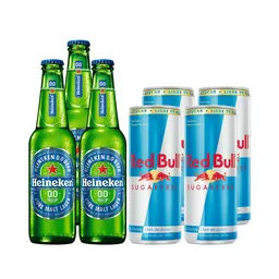 Combo Heineken Cerveza 0.0 Pura Malta Lager Sin Alcohol Red Bull