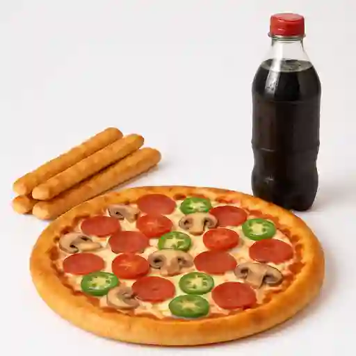 Arma tu Pizza Mediana, Bebida y Palos