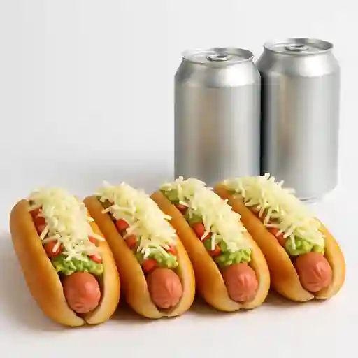 4 Vienesas Italianas + 2 Cerveza Lata