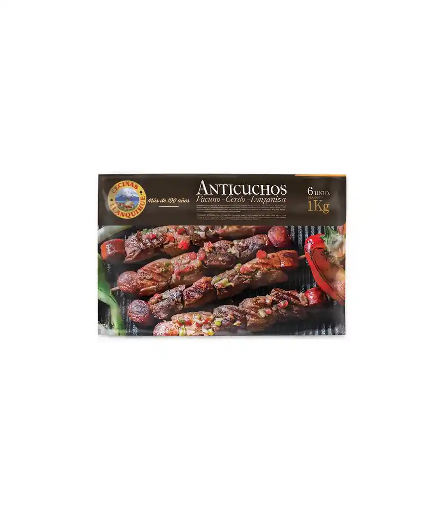 Llanquihue Anticuchos 6 Uni Vacuno Cerdo Longaniza 1Kg Aprox