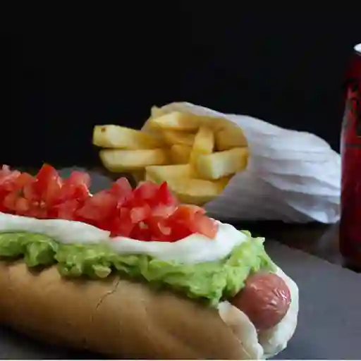 Hot Dog Italiano + Papas + Bebida
