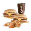 2 Hamburguesa Queso+2 Medialuna + Cafe